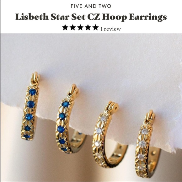 Lisbeth Star sapphire CZ Hoop Earrings Five & Two - Picture 5 of 9